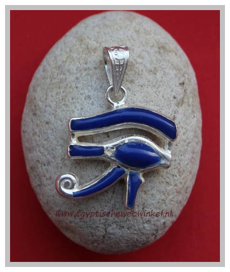 Horus-oog zilveren hanger met lapis stenen