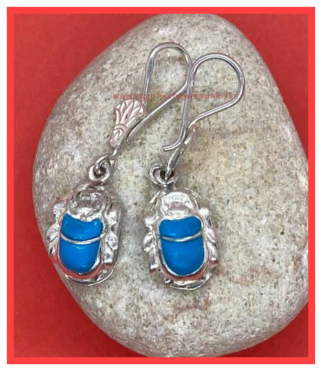 Scarab silver earrings with turquoise