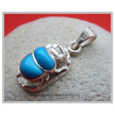Scarabee zilveren hanger met turkoois stenen