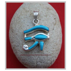 Horus-oog zilveren hanger met turkoois stenen