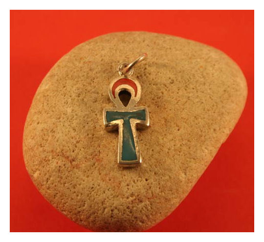 Ankh silver pendant with stones
