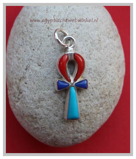 Ankh silver pendant with stones