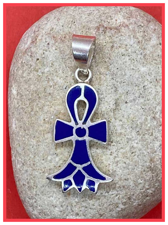 Ankh silver pendant with lapis lazuli