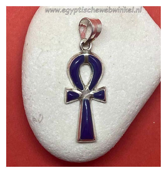 Ankh zilveren hanger met lapis lazuli 1